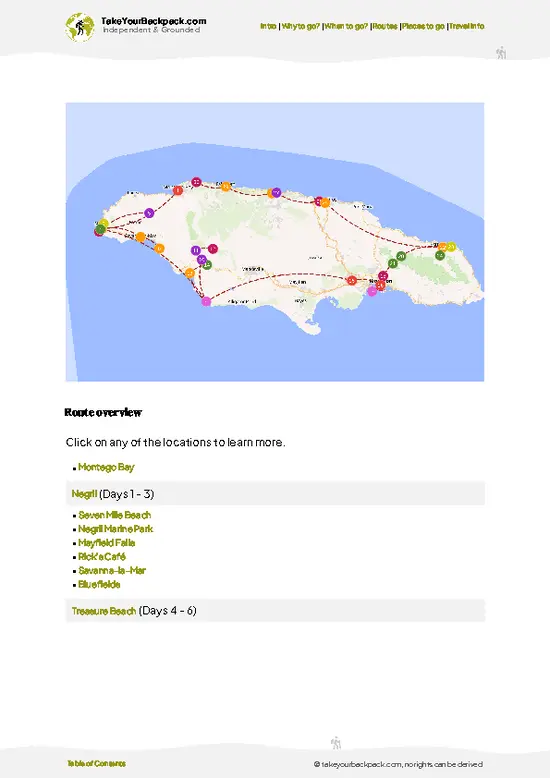 example page 4 from our offline Travel Guide for Jamaica