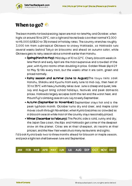 example page 3 from our offline Travel Guide for Japan