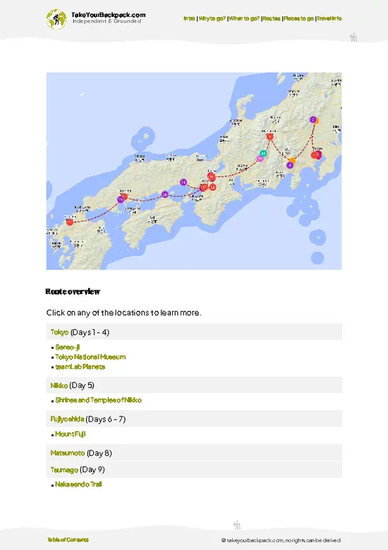 example page 4 from our offline Travel Guide for Japan