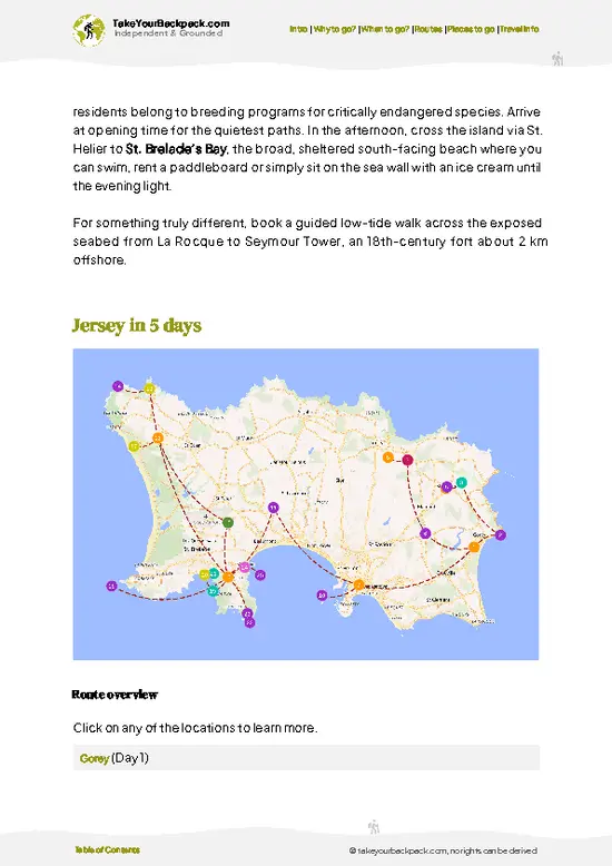 example page 4 from our offline Travel Guide for Jersey