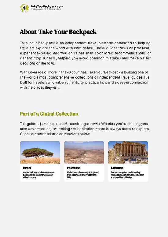 example page 1 from our offline Travel Guide for Jordan