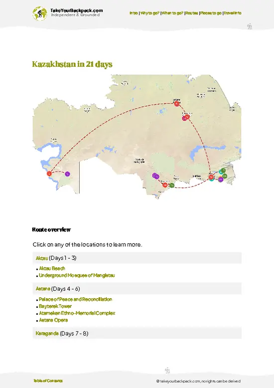 example page 4 from our offline Travel Guide for Kazakhstan