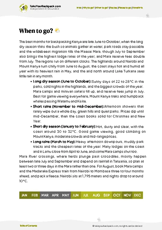 example page 3 from our offline Travel Guide for Kenya