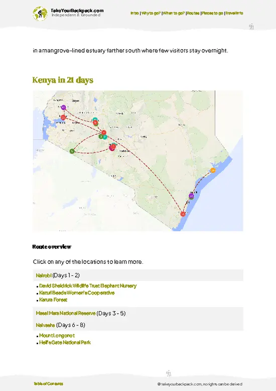 example page 4 from our offline Travel Guide for Kenya
