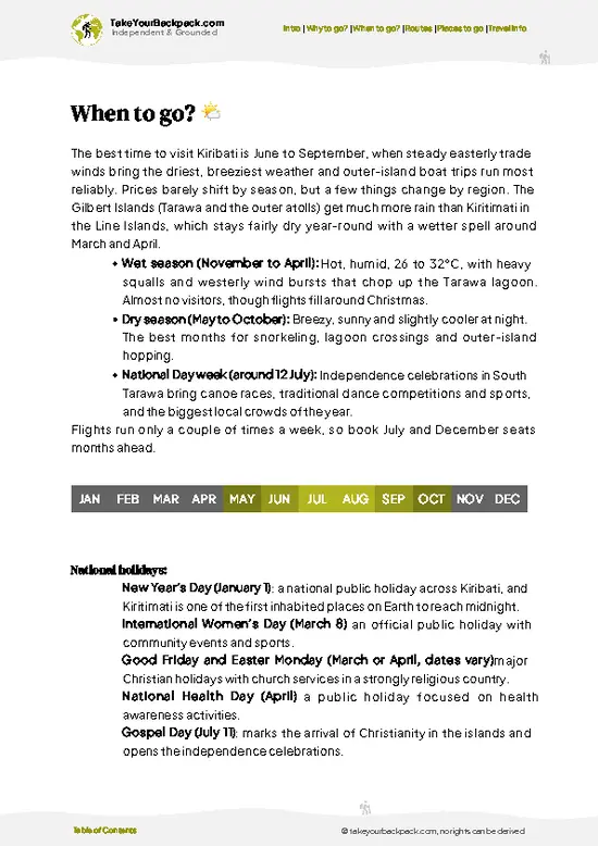 example page 3 from our offline Travel Guide for Kiribati