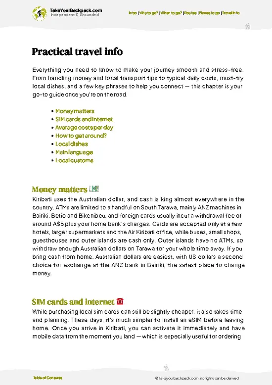 example page 7 from our offline Travel Guide for Kiribati