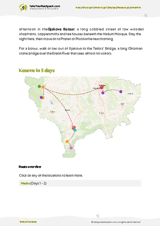 example page 4 from our offline Travel Guide for Kosovo