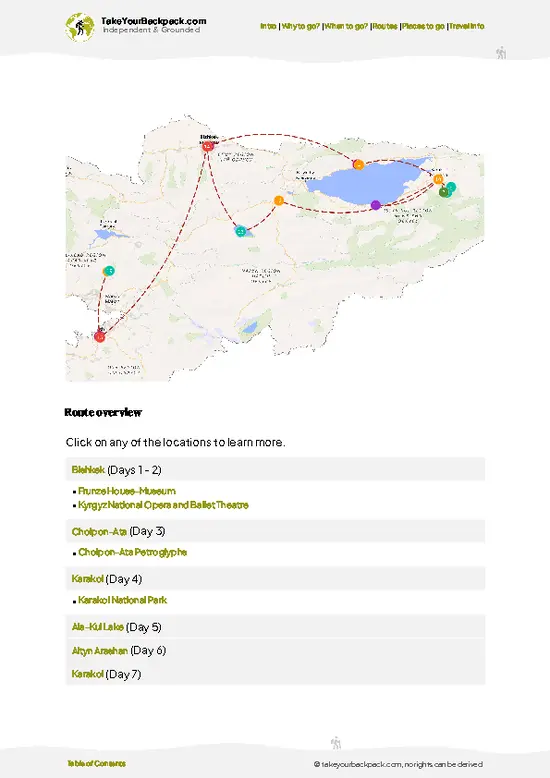 example page 4 from our offline Travel Guide for Kyrgyzstan