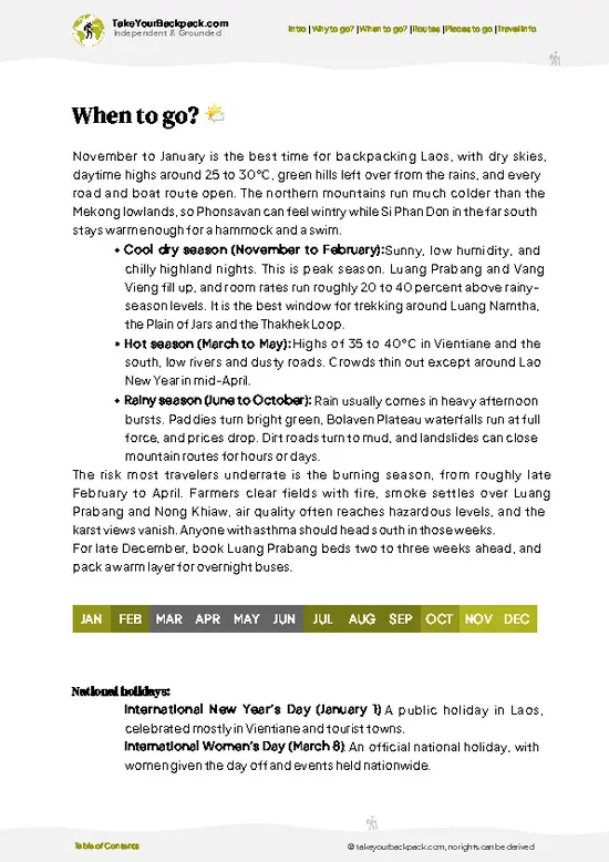 example page 3 from our offline Travel Guide for Laos