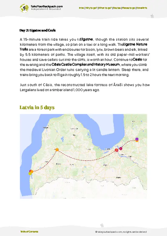 example page 4 from our offline Travel Guide for Latvia