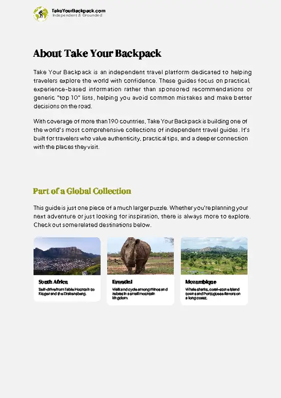example page 1 from our offline Travel Guide for Lesotho