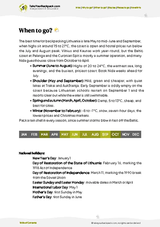 example page 3 from our offline Travel Guide for Lithuania