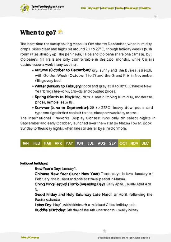example page 3 from our offline Travel Guide for Macau