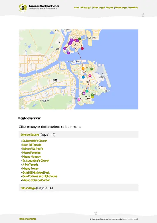 example page 4 from our offline Travel Guide for Macau