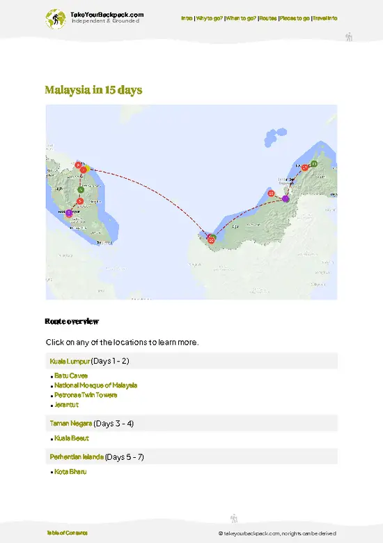 example page 4 from our offline Travel Guide for Malaysia