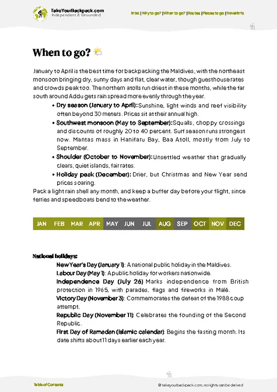 example page 3 from our offline Travel Guide for Maldives