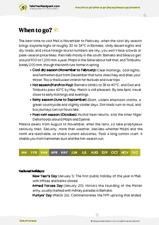 example page 3 from our offline Travel Guide for Mali