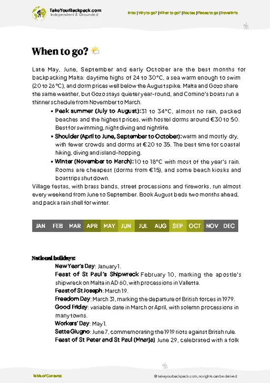 example page 3 from our offline Travel Guide for Malta