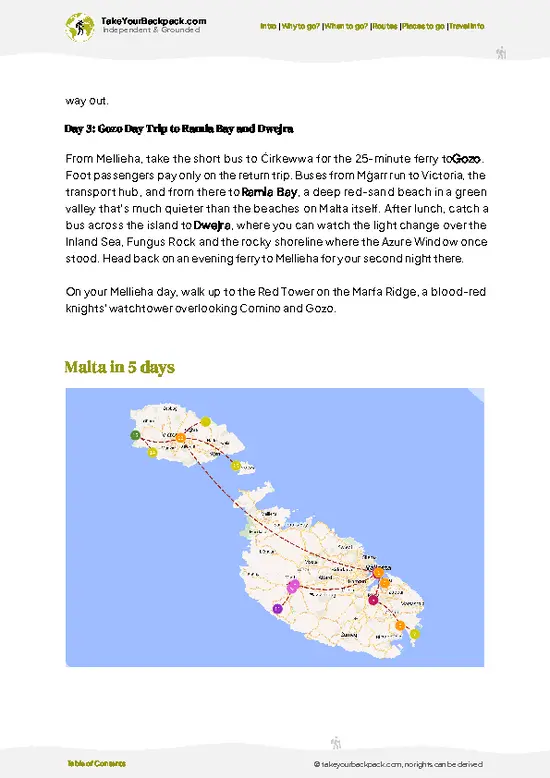example page 4 from our offline Travel Guide for Malta