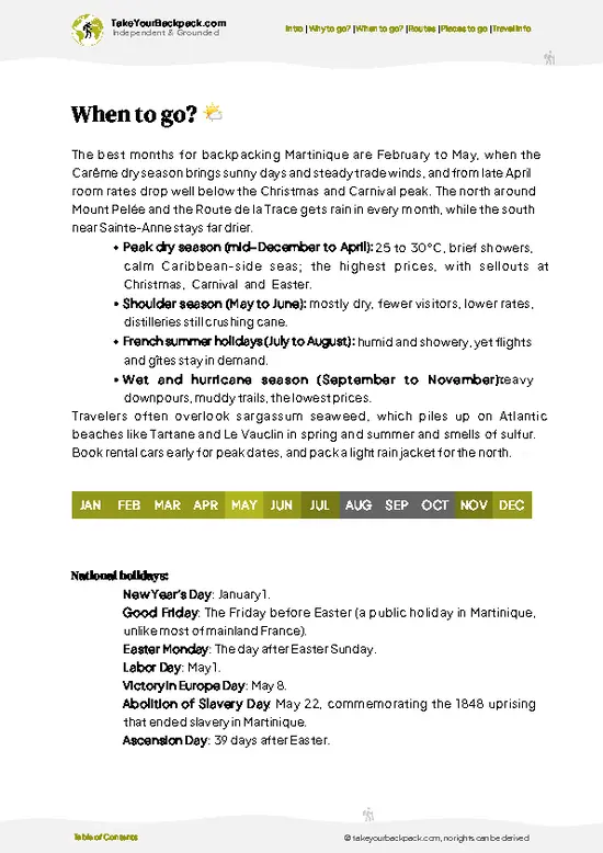 example page 3 from our offline Travel Guide for Martinique