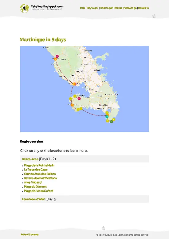 example page 4 from our offline Travel Guide for Martinique