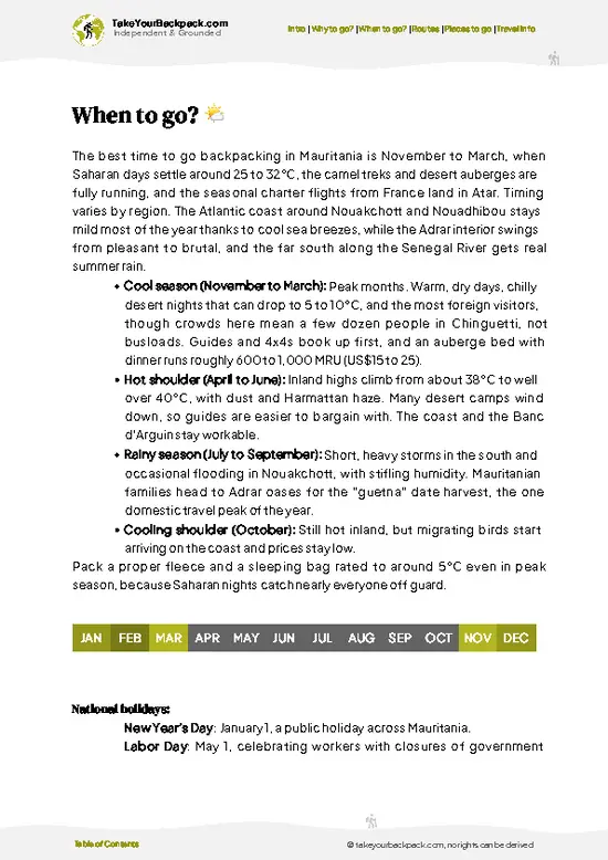 example page 3 from our offline Travel Guide for Mauritania