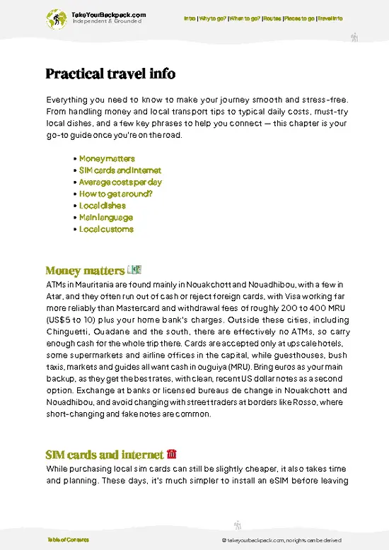 example page 7 from our offline Travel Guide for Mauritania