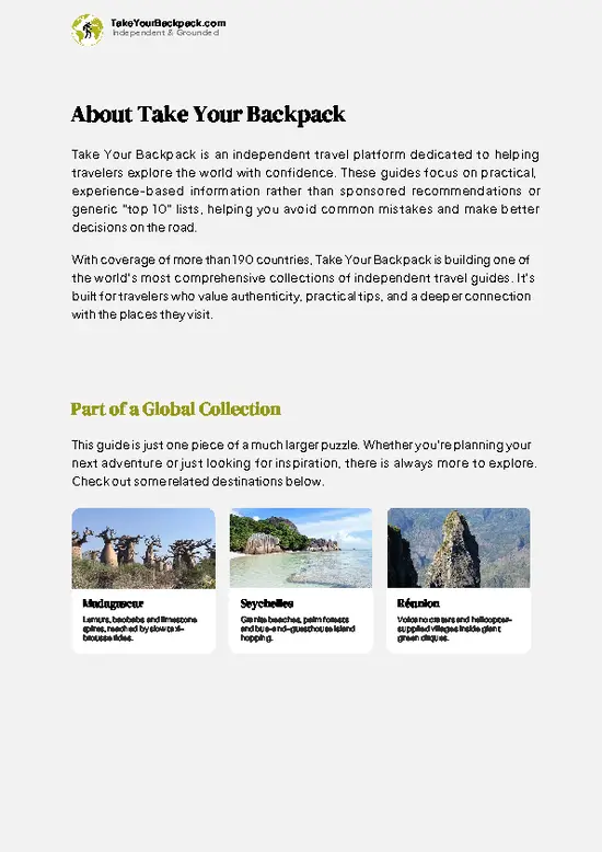 example page 1 from our offline Travel Guide for Mauritius