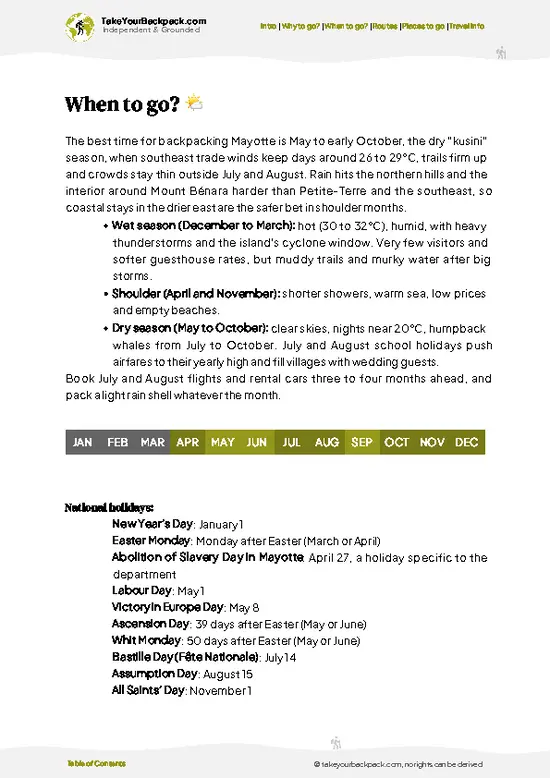 example page 3 from our offline Travel Guide for Mayotte