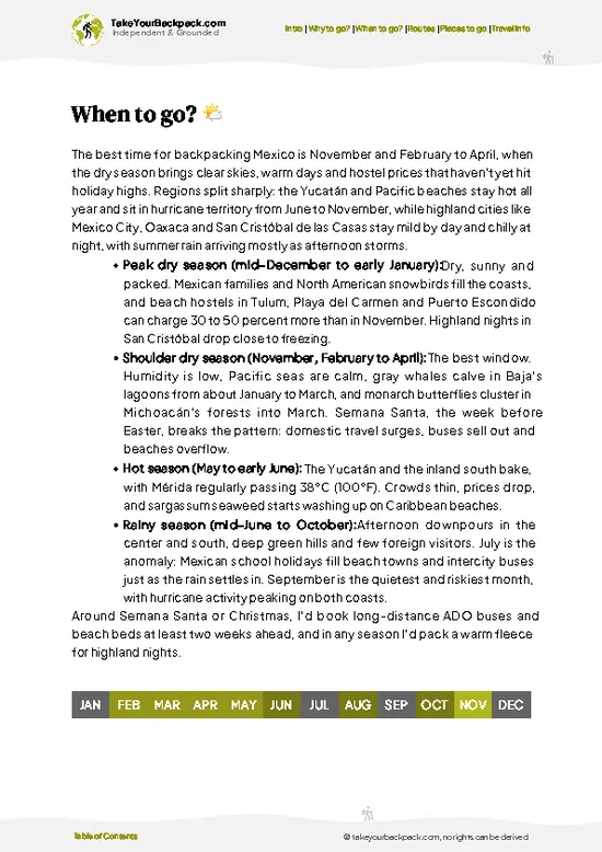 example page 3 from our offline Travel Guide for Mexico