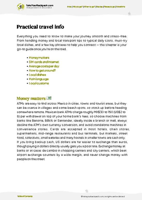 example page 7 from our offline Travel Guide for Mexico