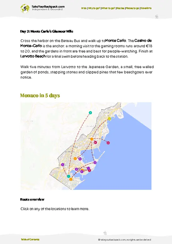 example page 4 from our offline Travel Guide for Monaco