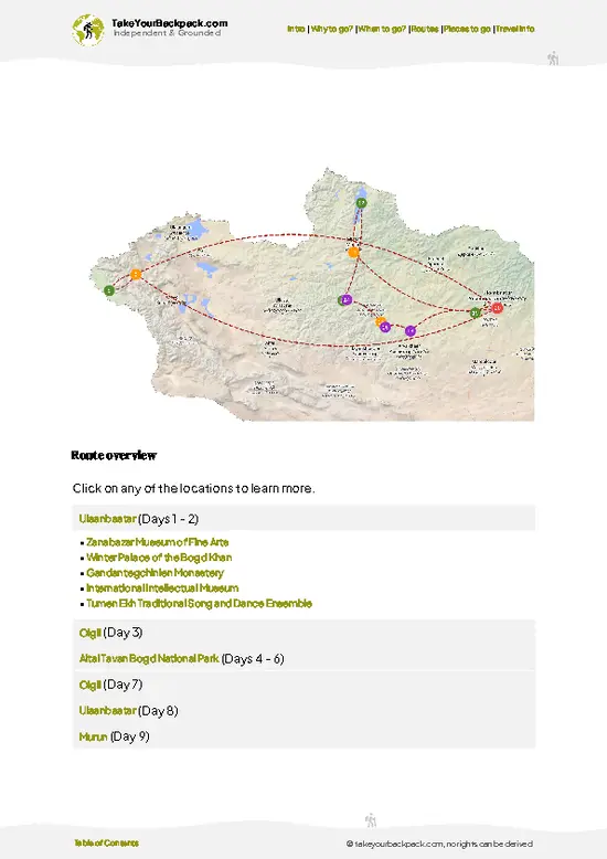 example page 4 from our offline Travel Guide for Mongolia