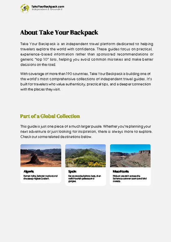 example page 1 from our offline Travel Guide for Morocco