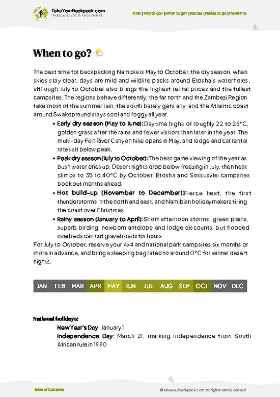 example page 3 from our offline Travel Guide for Namibia