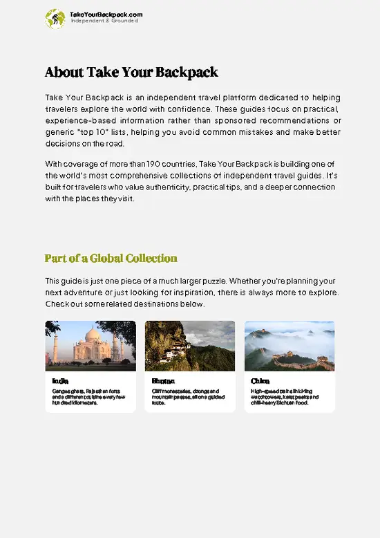 example page 1 from our offline Travel Guide for Nepal