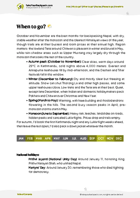 example page 3 from our offline Travel Guide for Nepal