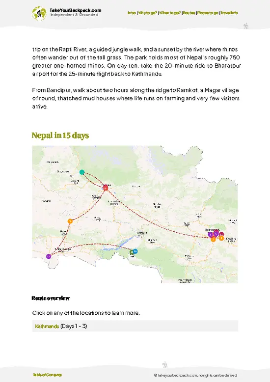 example page 4 from our offline Travel Guide for Nepal