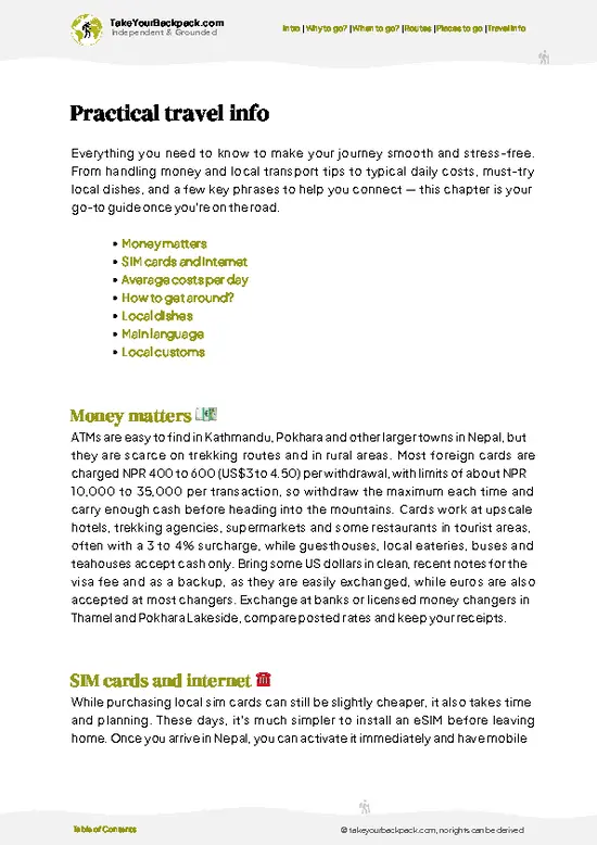 example page 7 from our offline Travel Guide for Nepal