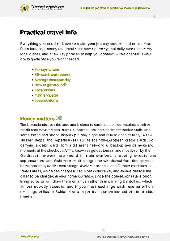 example page 7 from our offline Travel Guide for Netherlands