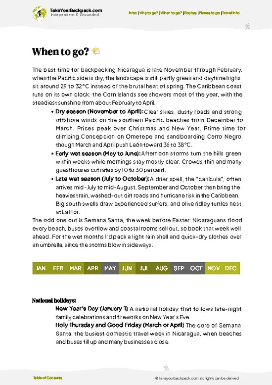 example page 3 from our offline Travel Guide for Nicaragua