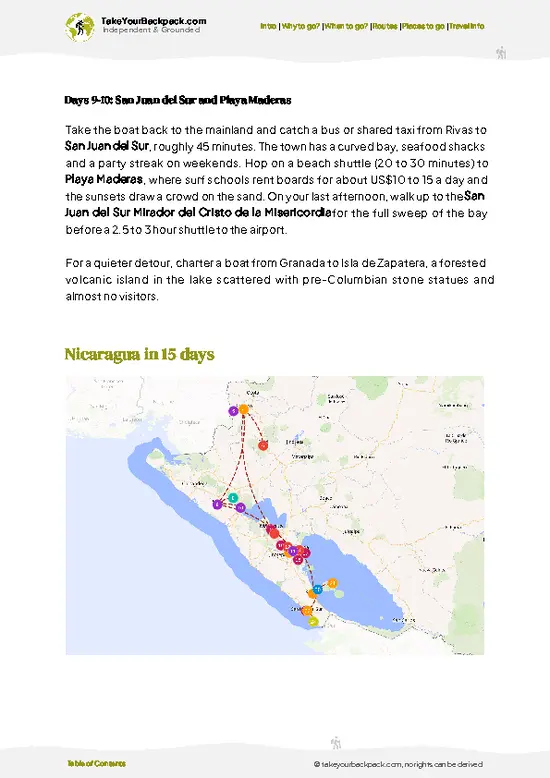 example page 4 from our offline Travel Guide for Nicaragua