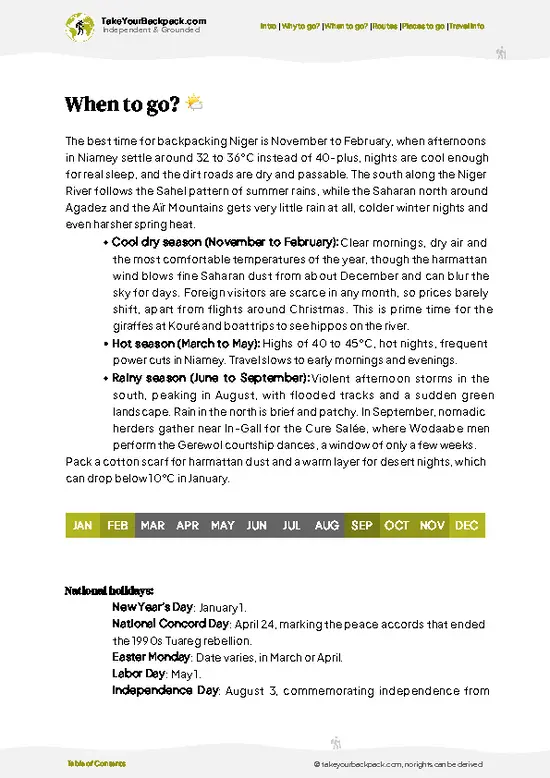 example page 3 from our offline Travel Guide for Niger