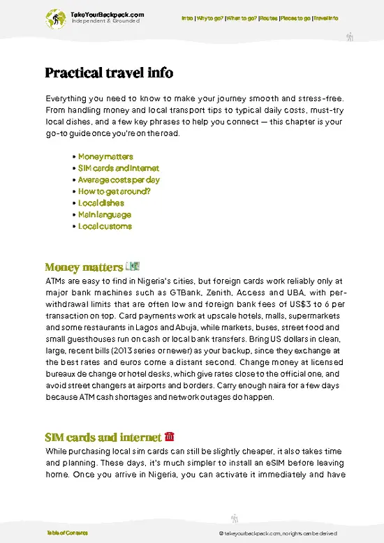example page 7 from our offline Travel Guide for Nigeria