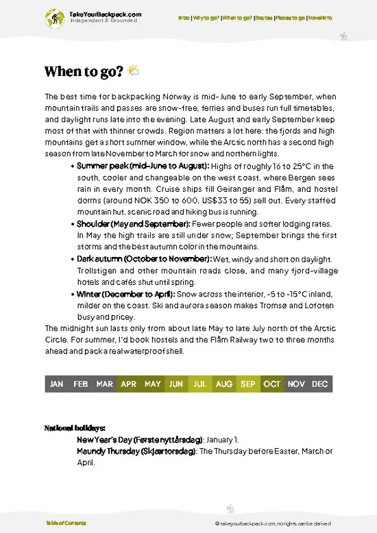 example page 3 from our offline Travel Guide for Norway