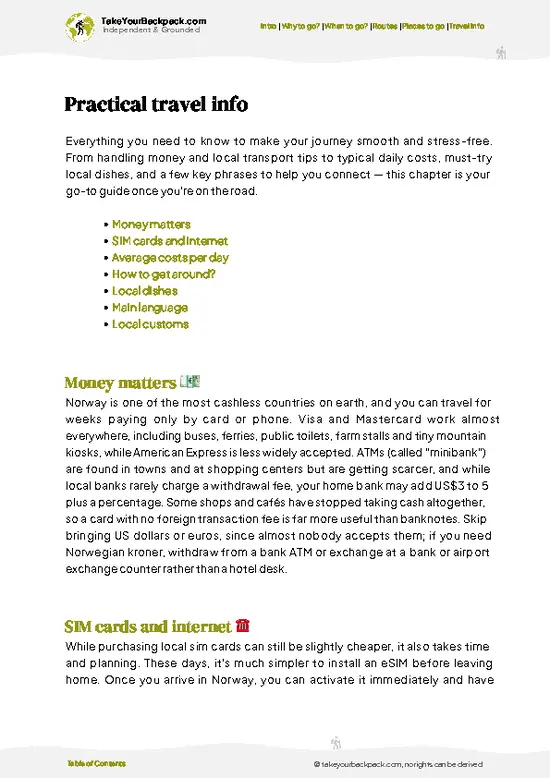 example page 7 from our offline Travel Guide for Norway