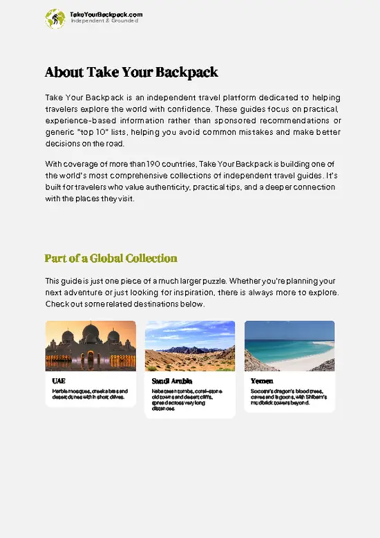 example page 1 from our offline Travel Guide for Oman