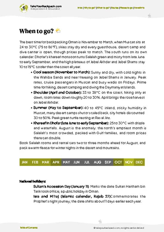 example page 3 from our offline Travel Guide for Oman