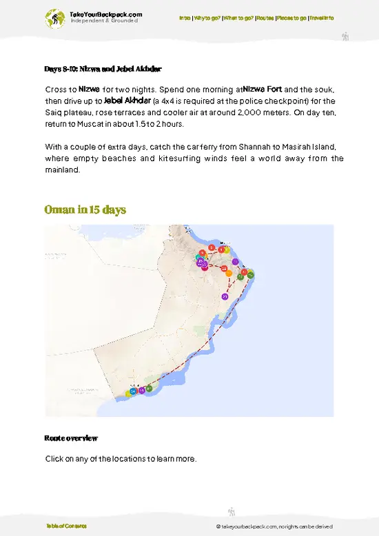 example page 4 from our offline Travel Guide for Oman