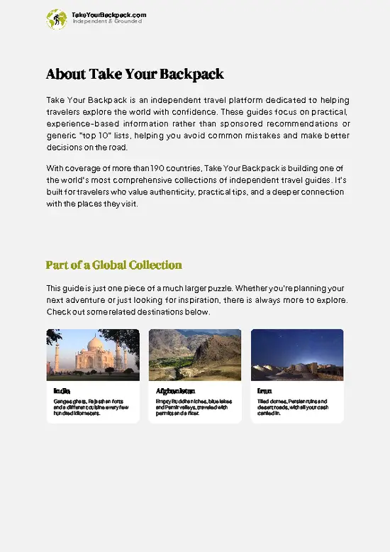 example page 1 from our offline Travel Guide for Pakistan